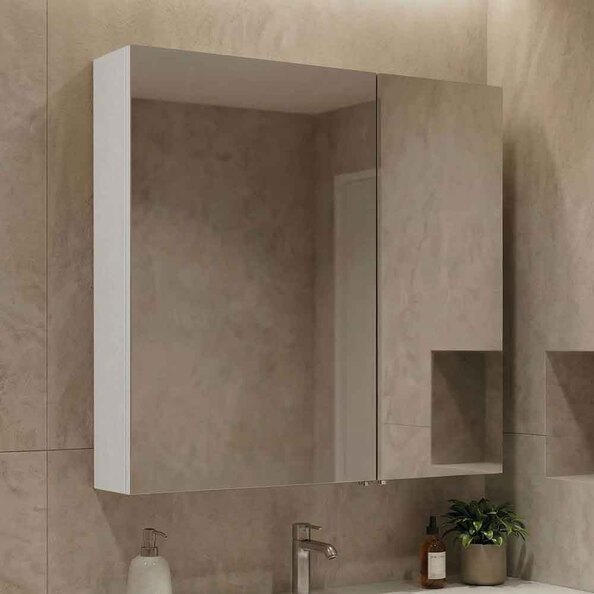 Purus Wooden Wall Mounted Bathroom Mirror Cabinet in White