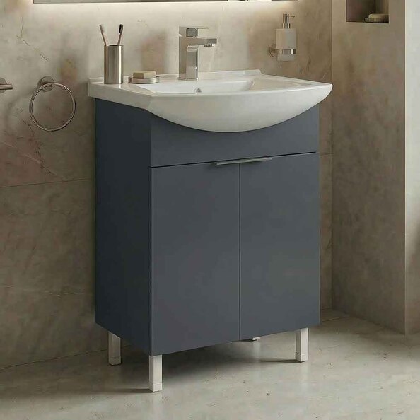 Purus Wooden Wooden Vanity Unit & Basin in Matte Anthracite