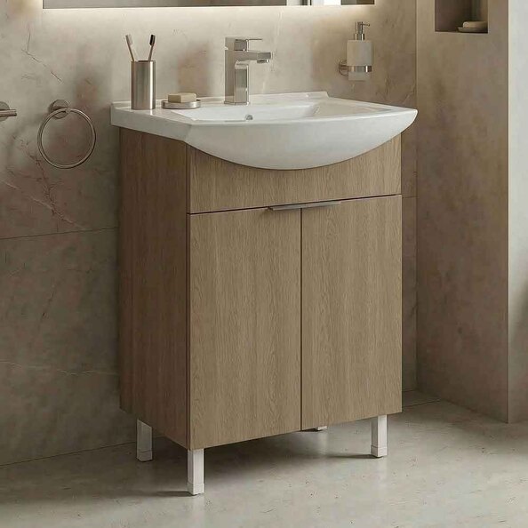 Purus Wooden Wooden Vanity Unit & Basin in Sonoma Oak