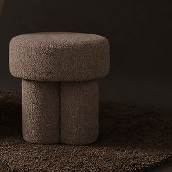 Qavon Fabric Stool in Brown and Taupe