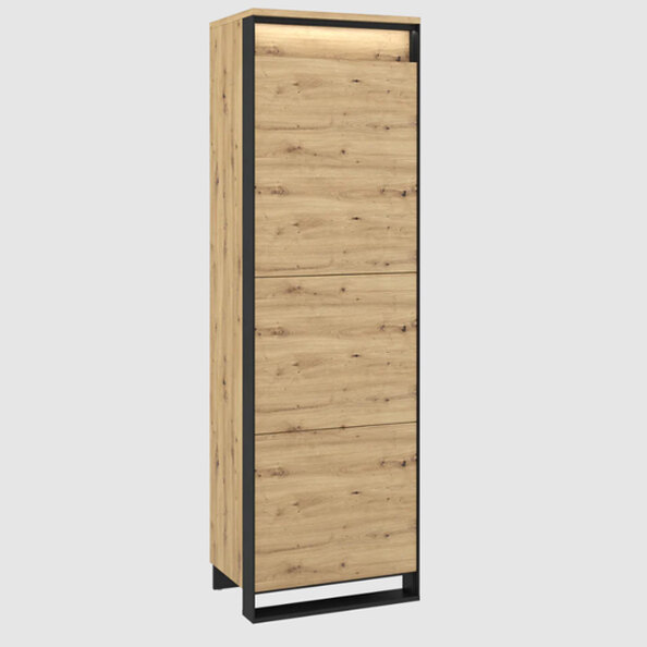 Qesso Storage Cabinet Tall 1 Door In Artisan Oak With LED