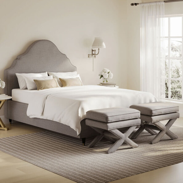 Quebec Fabric Double Bed - Light Grey