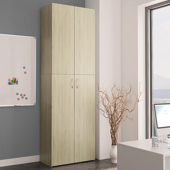 Quilcene 190cm Wooden Office Cabinet In Sonoma Oak