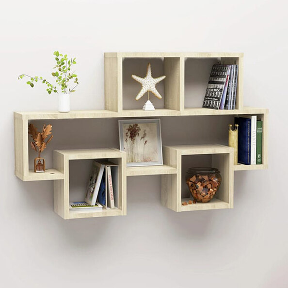 Quillon Car-Shaped Wooden Wall Shelf In Sonoma Oak