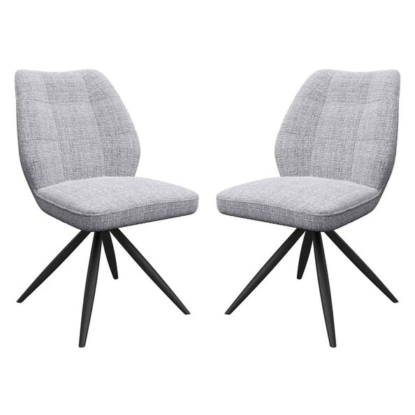 Raevo Grey Fabric Swivel Dining Chairs with Metal Legs in Pair