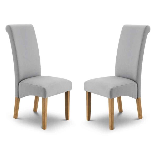 Rainford Grey Fabric Dining Chairs with Oak Legs in Pair