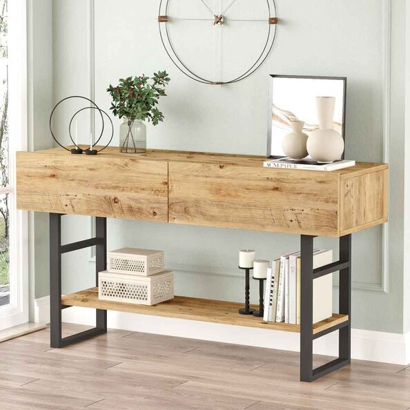 Raleo Wooden Console Table in Atlantic Pine