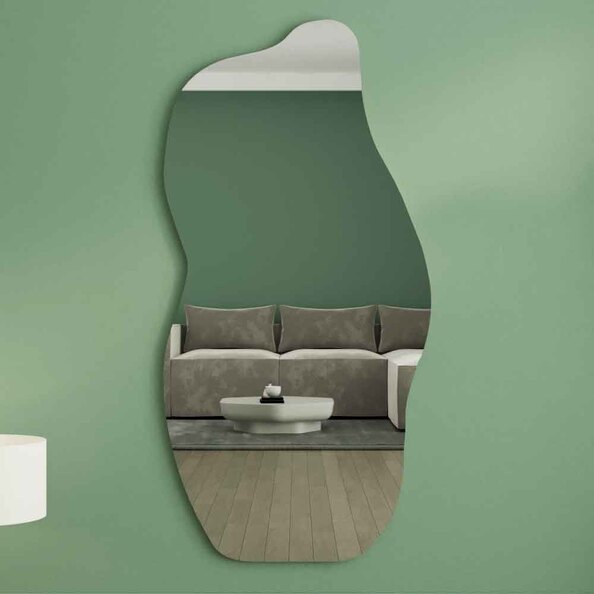 Ralia Glass Wall Mirror with Sand Wooden Frame