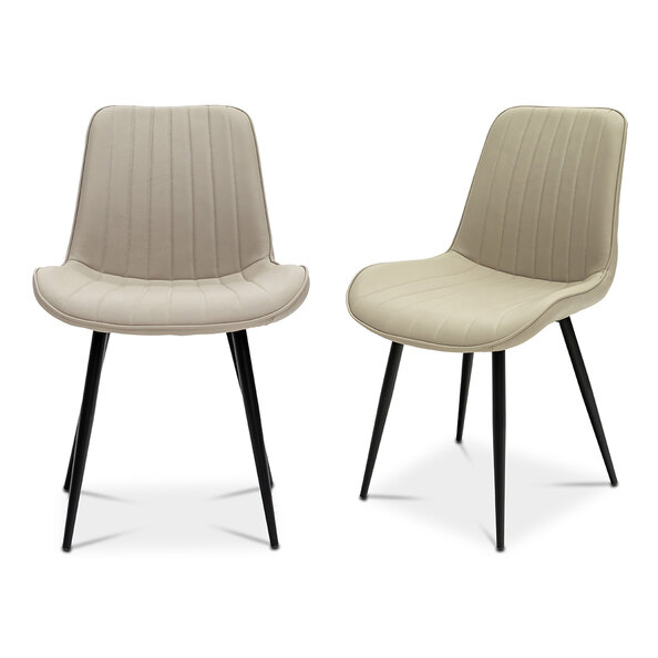 Ralune Stone Faux Leather Dining Chairs with Black Legs in Pair