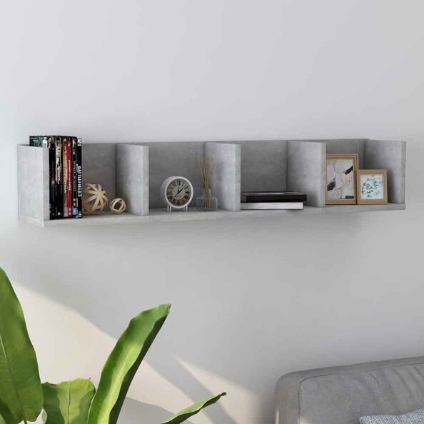 Ramona 100cm Wooden Wall Hung Shelving Unit - Concrete Grey