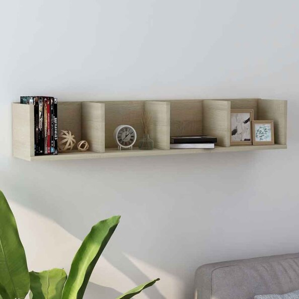 Ramona 100cm Wooden Wall Hung Shelving Unit - Sonoma Oak