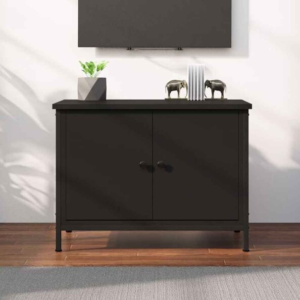 Ramona Wooden TV Stand With 2 Doors - Black