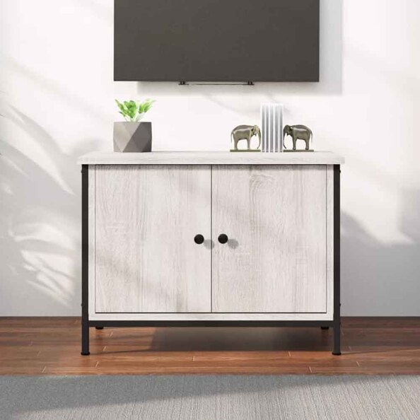 Ramona Wooden TV Stand With 2 Doors - Grey Sonoma