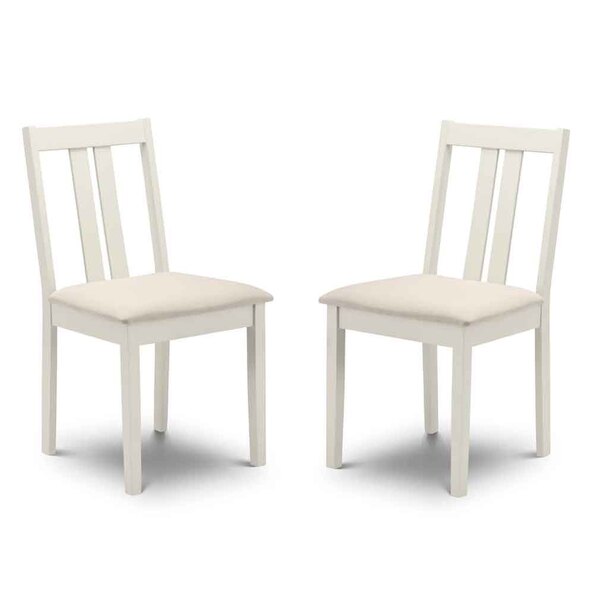 Ranee Ivory Wooden Dining Chairs with Fabric Seat in Pair