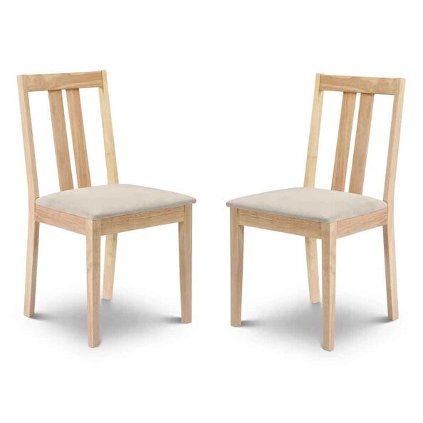 Ranee Light Oak Wooden Dining Chairs with Fabric Seat in Pair
