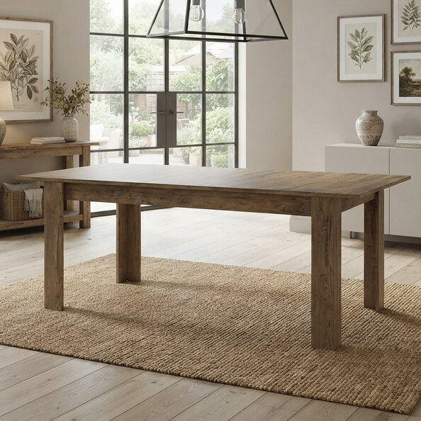 Rapilla Wooden Extending Dining Table In Chestnut and Matera Grey