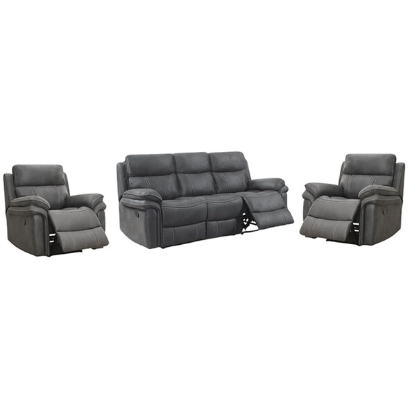 Rasalas Fabric Recliner 3+1+1 Seater Sofa Set In Grey