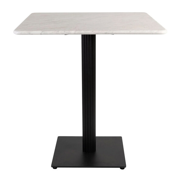 Raseo 60cm Square White Carrara Solid Marble Top Dining Table with Bicton Black Base