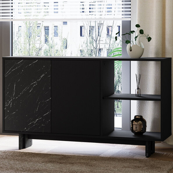 Ravello Wooden Console Table in Black Marble Effect