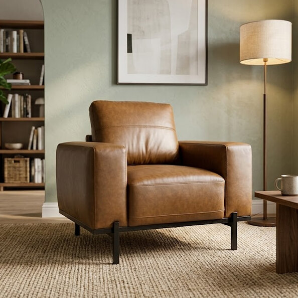 Ravion Fabric 1 Seater Sofa in Tan