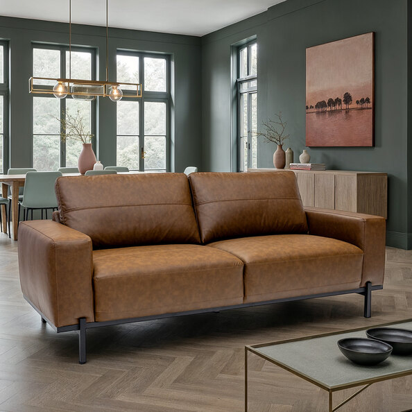 Ravion Fabric 3 Seater Sofa in Tan