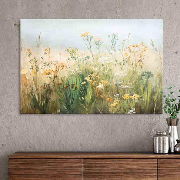 Raxen Canvas Flower Pattern Wall Art in Green