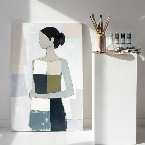 Raxen Canvas Women Wall Art in Multicolour