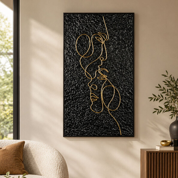 Raxen Metal Couple Wall Art in Black and Gold