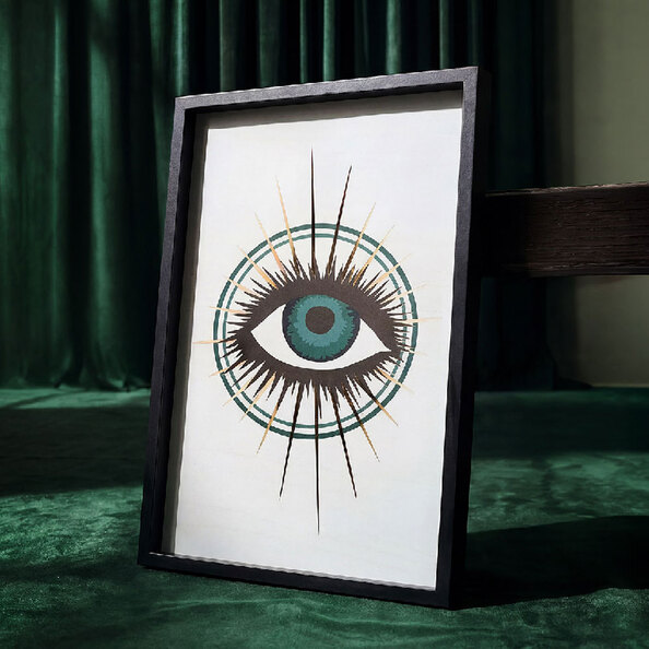 Raxen Wooden Eye Wall Art in White and Black