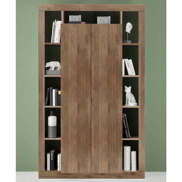 Raya Wooden Bookcase With 2 Doors In Mercure