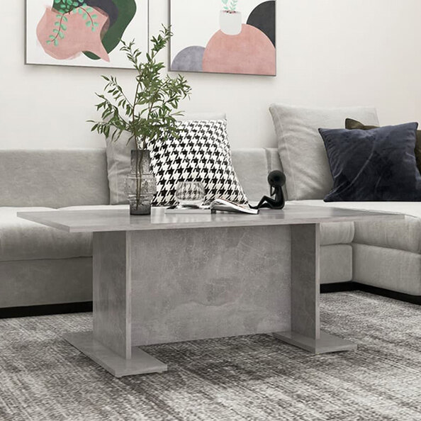 Rayya Rectangular Wooden Coffee Table In Concrete Effect