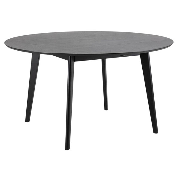 Reims Large Wooden Round Dining Table In Matt Black