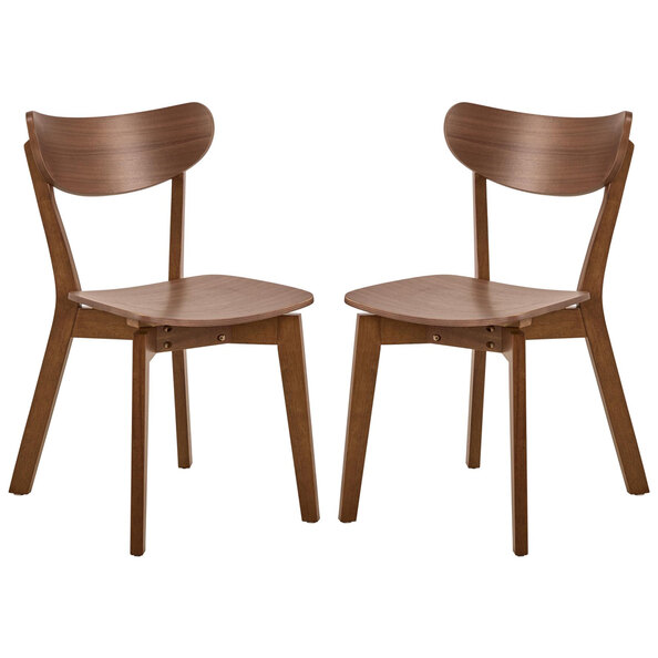 Reims Matt Walnut Wooden Dining Chairs In Pair