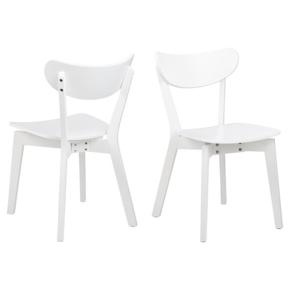 Reims White Wooden Dining Chairs In Pair