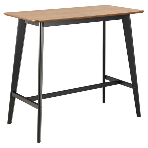 Reims Wooden Rectangular Bar Table With Black Legs In Oak
