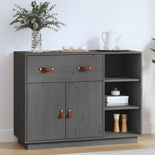 Reinier Pinewood Sideboard With 2 Doors 1 Drawer In Grey