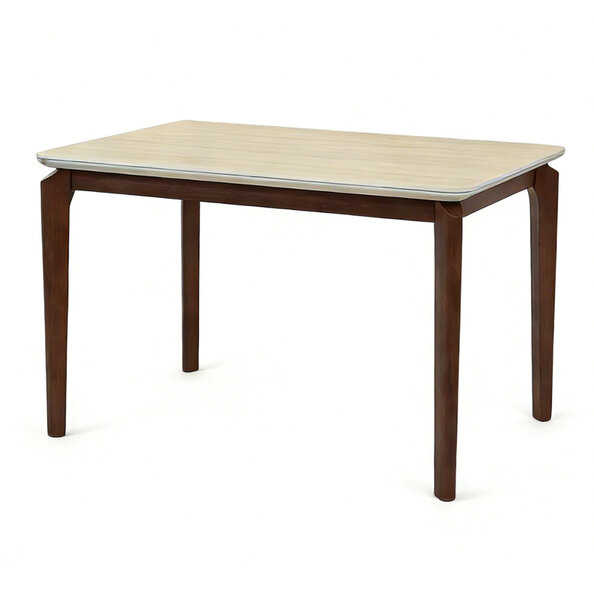 Relmira Small Travertine Marble Effect Sintered Stone Top Dining Table with Walnut Base