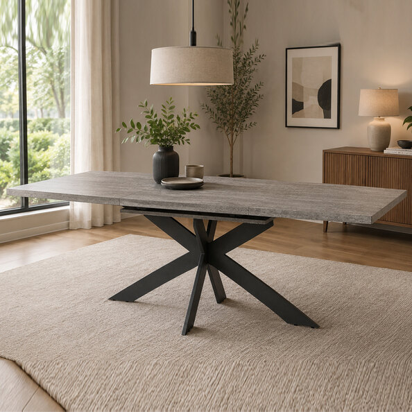 Remika Rectangular Wooden Extending Dining Table In Light Grey