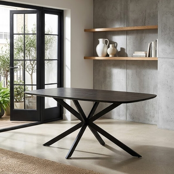 Remy Rectangular Wooden Dining Table in Charcoal