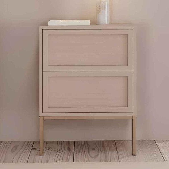 Rennes Wooden Bedside Cabinet With 2 Drawers - Grey