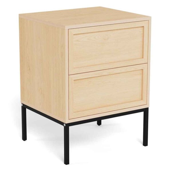 Rennes Wooden Bedside Cabinet With 2 Drawers - Wild Oak