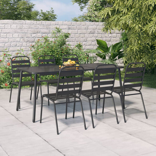 Reno Medium Steel 7 Piece Garden Dining Set In Anthracite