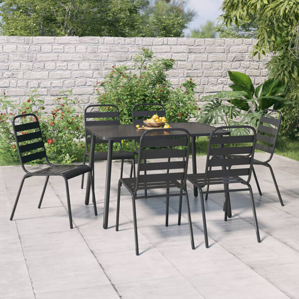 Reno Small Steel 7 Piece Garden Dining Set In Anthracite