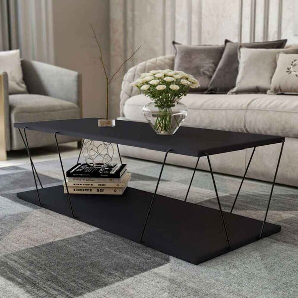 Renova Wooden Coffee Table with Metal Frame in Anthracite