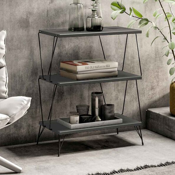 Renova Wooden Side Table with Metal Frame in Anthracite