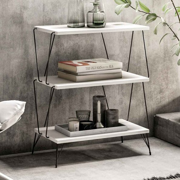 Renova Wooden Side Table with Metal Frame in White