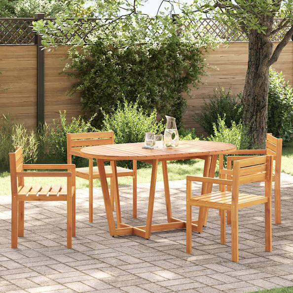 Revano Garden 150cm Acacia Wood Dining Table with 4 Chairs in Brown