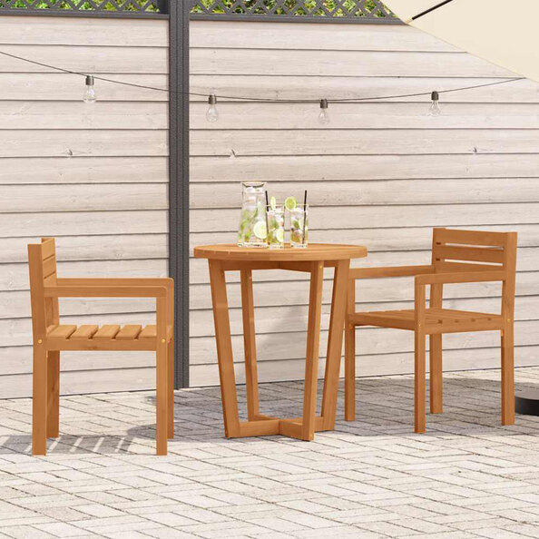 Revano Garden 70cm Acacia Wood Dining Table with 2 Chairs in Brown