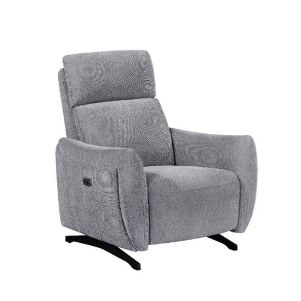 Revere Fabric Electric Recliner 1 Seater Sofa In Pewter
