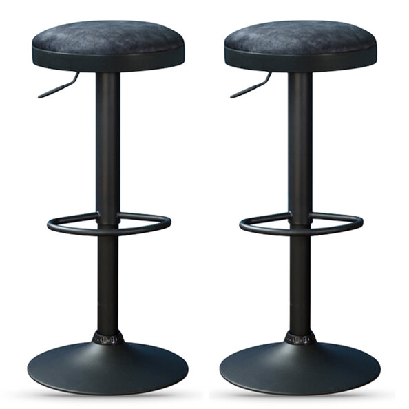 Rexford Charcoal Fabric Gas Lift Stools - Pair